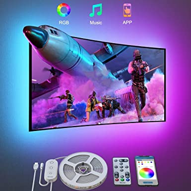 TV LED Backlights with APP Control, Govee 3M Bluetooth Color Changing TV Led Strip for 46-60 inch TVs, Music and Scene Modes, RGB TV LED Backlights with USB Port for TV Computer Living Room Bedroom