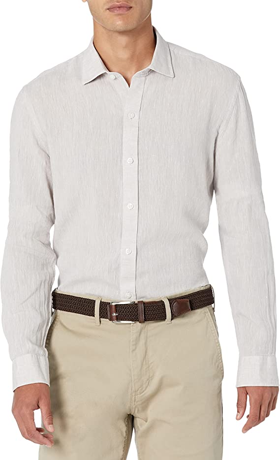 Buttoned Down Men's Slim Fit Casual Linen Cotton Shirt