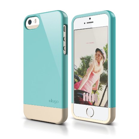 iPhone SE case, elago [Glide-Limited][Coral Blue / Champagne Gold] - [Mix and Match][Premium Armor][True Fit] - for iPhone SE/5/5S