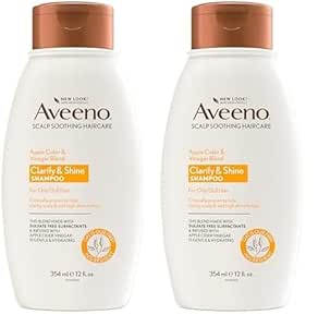 Aveeno Scalp Soothing Shampoo, Apple Cider Vinegar Blend, 12 Fl Oz (Pack of 2)