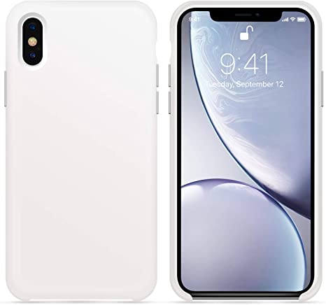 OTOFLY for iPhone X XS Case, [Silky and Soft Touch Series] Premium Soft Button Silicone Rubber Full-Body Protective Bumper Case Compatible with Apple iPhone X/iPhone Xs 5.8 inch， (White)