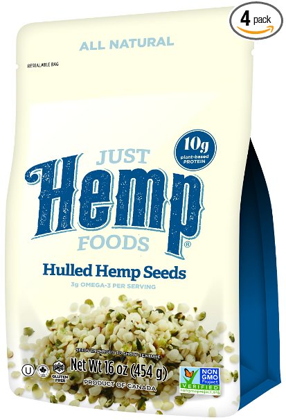 Just Hemp Foods, 100% Natural Hulled Hemp Seeds, 4lb Multi-Pack (4 x 16 oz.)
