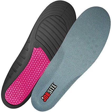 Jobsite Therapeutic Massaging Gel Work Insoles, Everyday Comfort and Support Fight Lower Body Fatigue, Sweat and Odor while Massaging Feet, Trim to Fit for Women 6-11