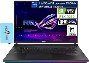 ASUS ROG Strix Scar 18 Gaming Laptop 18" 240 Hz WQXGA Display (Intel i9-14900HX, GeForce RTX 4090 16GB, 64GB DDR5, 2TB PCIe SSD, RGB KYB, Thunderbolt 4, WiFi 6E, BT 5.3, Win11Pro) w/DKZ Hub