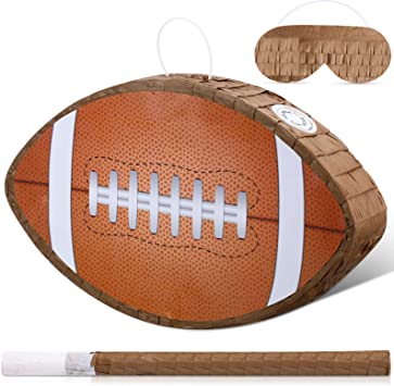 Football Pinata, Small Sport Themed Birthday Party Supplies Pinata Birthday with Pinata Stick and Eye Mask for Boy Girls Baby Shower Sport Birthday Party Favors Decorations, 16.54 x 10.04 x 2.99 Inch