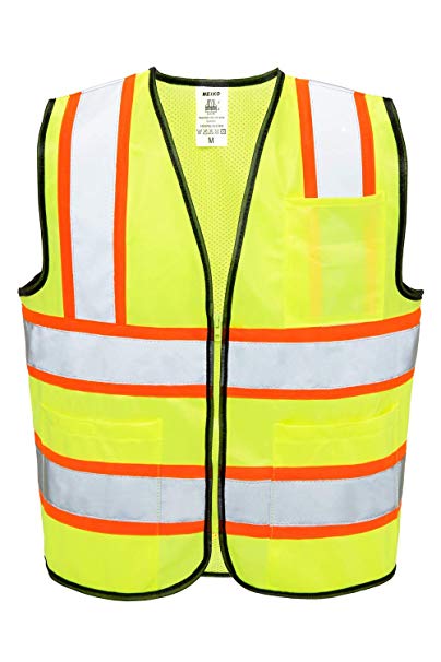 Neiko 53990A High Visibility Safety Vest with 3 Pockets and Zipper, Neon Yellow | Size L