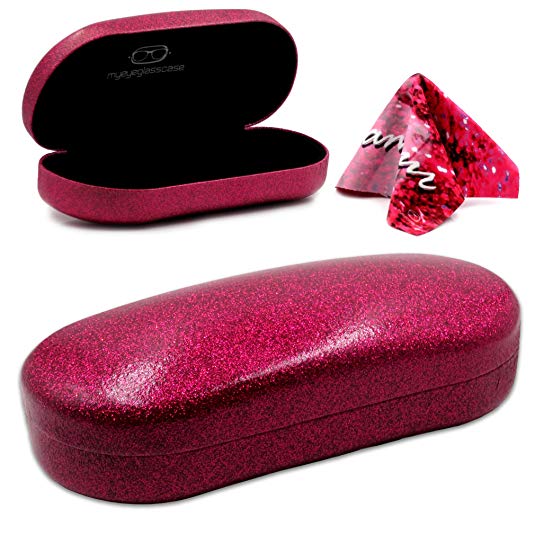 MyEyeglassCase Hard Sunglasses Cases for Large to oversized frames with cleaning cloth