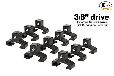 Olsa Tools Black Spring Loaded Ball Bearing Socket Clips For Use With Olsa Socket Holder Rails | 10-Pack (3/8-inch)