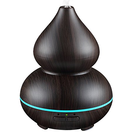 NexGadget 150ml Aromatherapy Essential Oil Diffuser 7 colors, Ultrasonic Wood Grain Cool Mist Humidifier for Humidifiying,Aromatherapy with Adjustable Mist Mode,Waterless Auto Shut-off (Black)