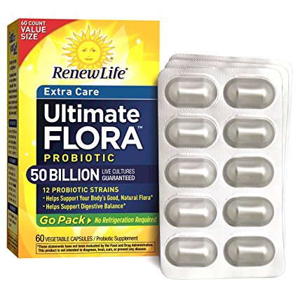 Renew Life UltimateFlora Probiotic Extra Care Go Pack 50 Billion, 60 count