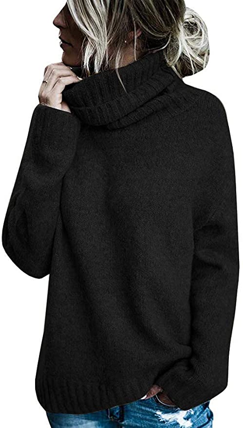 FISACE Womens Oversized Turtleneck Pullover Sweaters Cable Knit Long Sleeve Sweater Tops