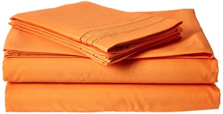 Elegant Comfort 1500 Thread Count Egyptian Quality 4-Piece Bed Sheet Sets with Deep Pockets, Full, Elite Orange