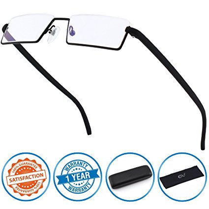 CGID Half Rim Anti-Blue light Readers , Computer Reading Glasses with TR90 Frame for Men and Women,XBK001
