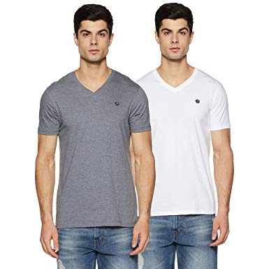 Symbol Amazon Brand Men's Cotton V-Neck T-Shirt (Pack of 2)