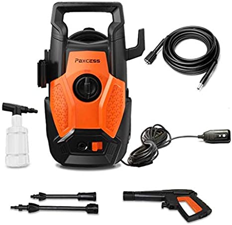 PAXCESS Electric Pressure Washer 1400W, 1.4GPM High Power Washer Pump Jet Washers Car Clean Machine with Spray Gun, 400ml Foam Bottle and 6M High Pressure Hose for Delicate Surface Cleaning