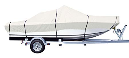 iCOVER Trailerable Boat Cover- Fits V-Hull,Fish&Ski,Pro-Style,Fishing Boat,Runabout,Bass Boat Multiple Sizes Colors,Blue/Grey/Tan Color,B6201/B6301/B7301/B7401/B7201E