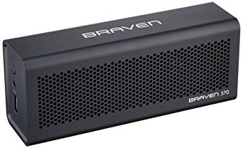 BRAVEN 570 Portable Wireless Bluetooth Speaker [10 Hour Playtime][Waterproof] Built-In 1400 mAh Power Bank Charger - Black