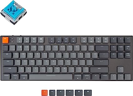 Keychron K1 Tenkeyless Layout Ultra-Slim Hot-swappable Wireless Bluetooth/Wired USB Mechanical Keyboard for Mac Windows with Low-Profile Optical Blue Switch White LED Backlit - Version 5