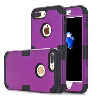 iPhone 7 Plus Case, AOKER Hybrid Heavy Duty Shockproof Full-Body Protective Case with Dual Layer [Hard PC  Soft Silicone] Impact Protection for Apple iPhone 7 Plus 5.5 Inch (Purple)