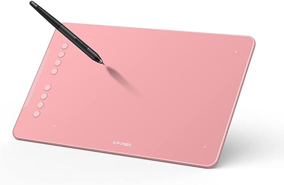 Drawing Tablet-XPPen Deco 01 V2 10x6.25 Inch Graphics Tablet Digital Drawing Tablet for Chromebook with 8192 Levels Pressure Battery-Free Stylus and 8 Shortcut Keys (Pink)