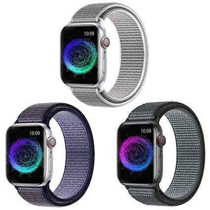 KONGAO Compatible for Apple Watch Band 38MM 40MM 42MM 44MM, Lightweight Breathable Soft Nylon Replacement Strap Compatible with Apple Watch iwatch Series 5 4 3 2 1