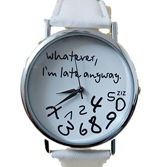 UPLOTER 2016 Women Leather Watch “Whatever I am Late Anyway” Letter Watches