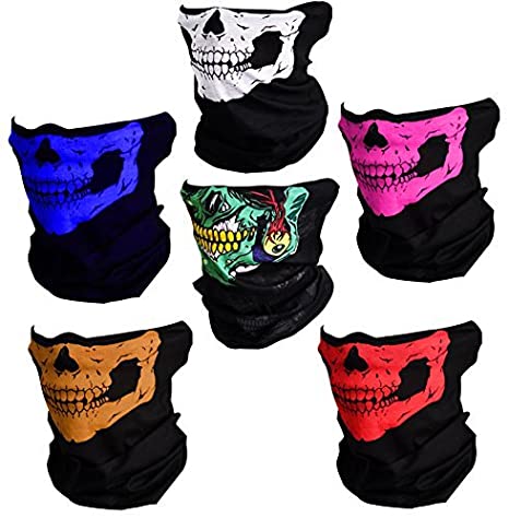 CIKIShield Couples Seamless Skull Face Tube Black (6pcs-Color Set)