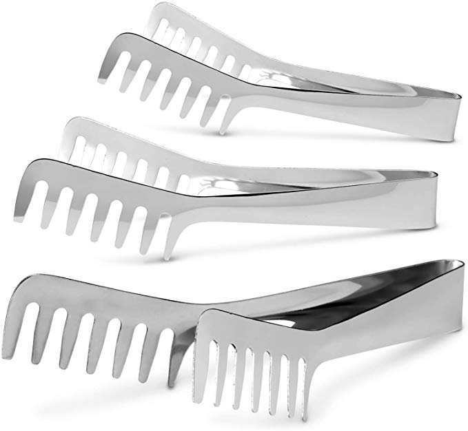 Stainless Steel Tongs, by KooK, set of 3 (Spaghetti)