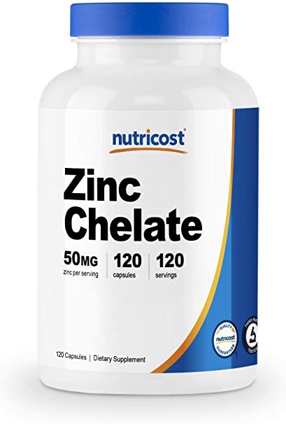 Nutricost Zinc Chelate 50mg, 120 Veggie Capsules - Gluten Free and Non-GMO