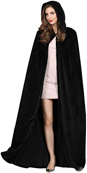 TULIPTREND Adult Soft Deluxe Velvet Cloak with Lined Hood Full Length Capes for Christmas Halloween