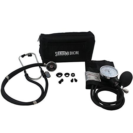 Santamedical Adult Deluxe Aneroid Sphygmomanometer with Stethoscope, Cuff and Carrying case