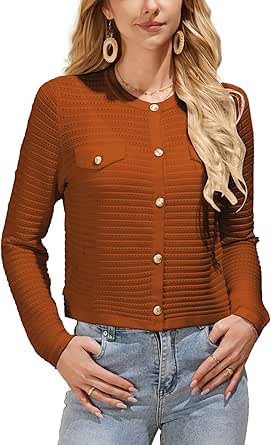 GRACE KARIN Women's Cardigans 2024 Open Front Button Down Knit Sweater Lightweight Lady Jackets Fall Outfits