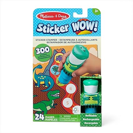 Melissa & Doug Sticker Wow!™ 24-Page Activity Pad and Sticker Stamper, 300 Stickers, Arts and Crafts Fidget Toy Collectible Character – Dinosaur Creative Play Travel Toy for Girls and Boys 3