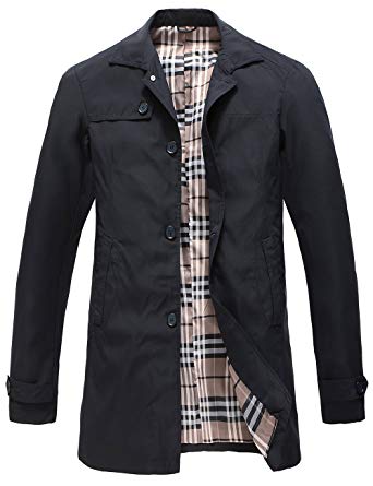Men‘s Trench Coat Classic Jacket Windbreaker Long Windcheater Freestyle Coat Polyester Jackets Business/Casual Wear