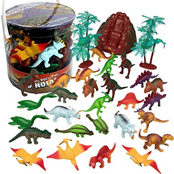 SCS Direct Dinosaur Action Figures - Huge 30 Piece Set of Dinosaur Toy Figurine