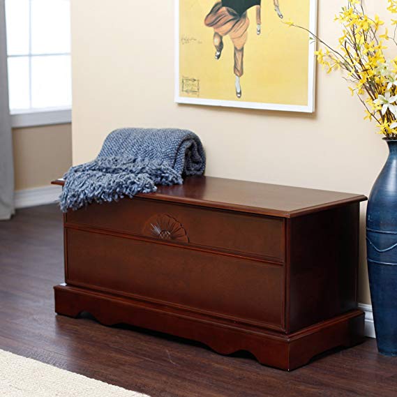 Cedar Hope Chest - Cherry Finish Wood Storage Trunk, Beautiful Home Furniture