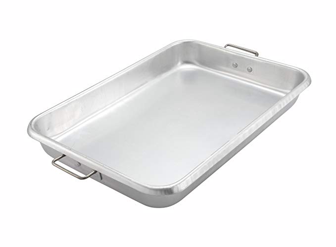 Winco ALRP-1826H, 25.75x17.75x3.5-Inch 12 Gauge Aluminum Bake-Roast Pan With Handles, Commercial Grade Roasting Baking Pan