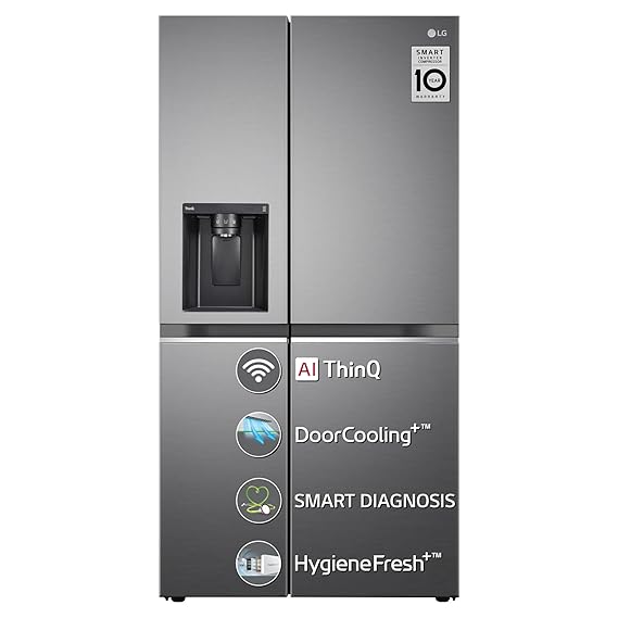 LG 635 L Frost-Free Inverter Wi-Fi Side-By-Side Refrigerator Appliance (2023 Model, GL-L257CPZX, Shiny Steel, Door Cooling  | with Water & Ice Dispenser)