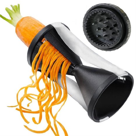 AmyTalk Spiral Slicer Spiralizer Complete Bundle - Best Vegetable Cutter - Zucchini Pasta Noodle Spaghetti Maker (Black)