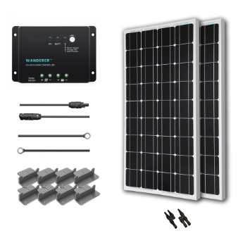 Renogy 200 Watt 12 Volt Monocrystalline Solar Starter Kit with Wanderer