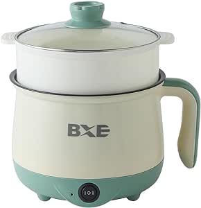 BXE 6-in-1 kitchen Electric Electric Hot Pot, Portable Multi Functional Travel Cooker Auto Power Off Rapid Heating Compact and Portable ，1.5L Rapid Noodles Cooker, Non-Stick Electric Pot Perfect for Ramen, Egg, Pasta, Dumplings, Soup, Porridge, Oatmeal, Portable Cooking Pot with Power Adjustment