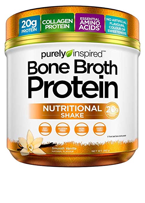 Purely Inspired Bone Broth Protein Powder, 20g Collagen Protein, Essential Amino Acids, No Sugar, No Carbs, Smooth Vanilla, 15 Servings (0.8lbs)