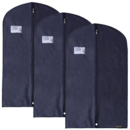 Hangerworld Breathable 40’’ Suit Cover Bag, Pack of 3, Navy Blue