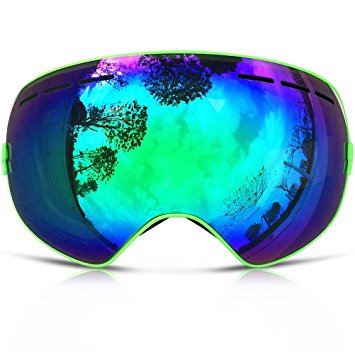IceHacker 6 Colors Lagopus Snowmobile Snowboard Skate Ski Goggles with Detachable Lens and Wide Angle Double Lens Anti-fog Big Spherical Professional Unisex Multicolor Snow3100 (Green)