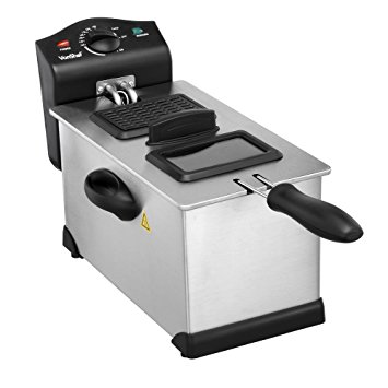 VonShef 3 Litre Stainless Steel Deep Fat Fryer with Viewing Window - Non-Stick, Easy Clean