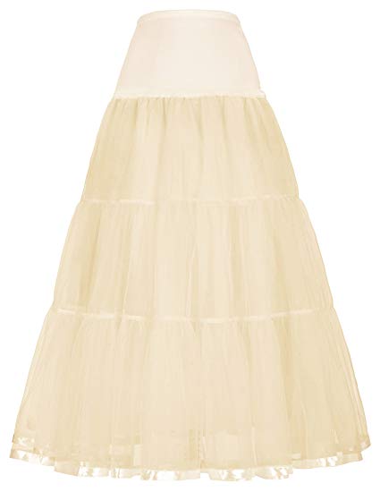 GRACE KARIN Women 50s Underskirt Petticoat Wedding Evening Gowns Long Crinoline Half Slips 8 Colors S~Plus Size 4X