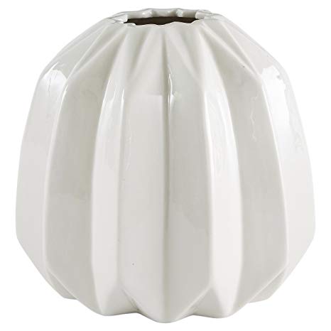 Rivet Modern Angled Stoneware Home Décor Flower Vase - 5.5 Inch, White