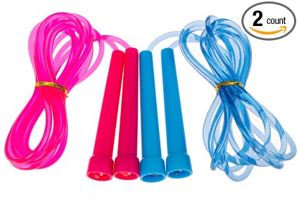 2 Pack 9ft Jump Rope for Kids and Adults - Set of 2 Light Adjustable Skipping ropes for Family Fitness Exercise Workout Weight loss School Routine Jumping Games