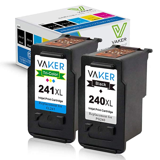 Vaker Remanufactured PG-240XL CL-241XL Ink Cartridges for Canon Ink Cartridges 240 and 241 Used in Canon PIXMA MG3620 MG3520 MG2220 MG3220 MX472 MX452 MX522 MX532 MX392 Printer(1 Black, 1 Tri-Color)