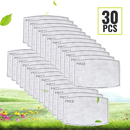 30PCS PM2.5 Activated Carbon Filter Replaceable Anti Haze Filter Paper Pad for Mouth Cover